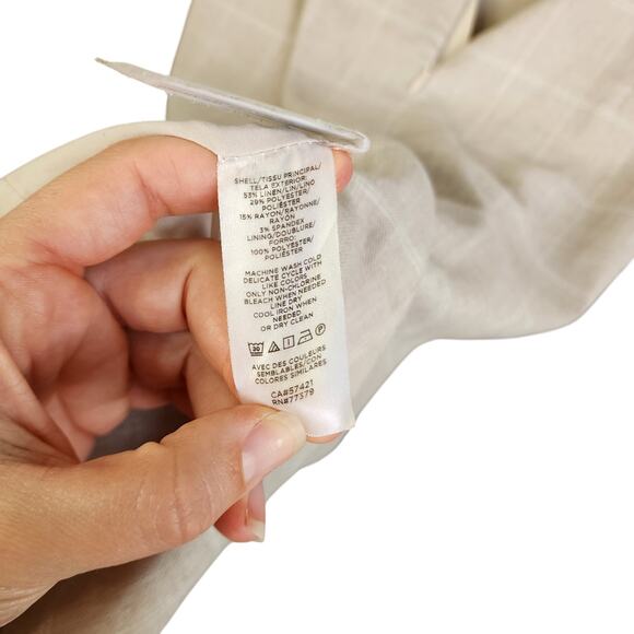 Ann Taylor Womens The Square Neck Dress in Windowpane Linen Twill Size 8 Cream - Picture 8 of 12